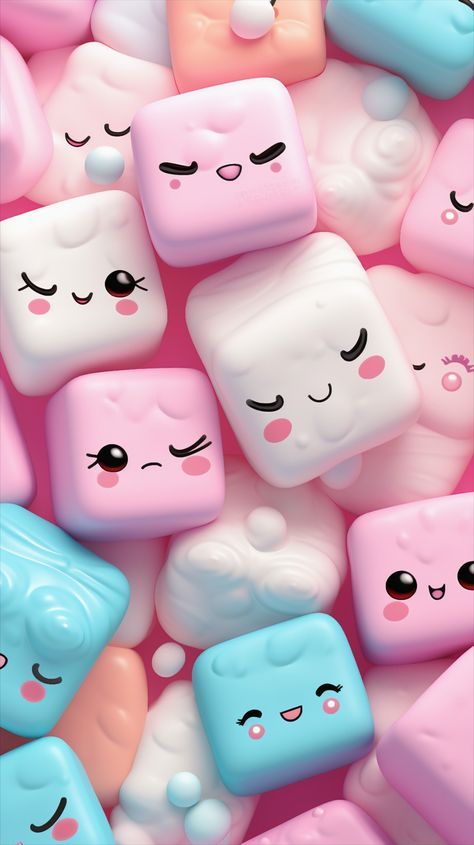 Wallpaper For Home Screen Android, Iphone 15 Wallpaper Aesthetic, Cute Marshmallows Wallpaper, Marshmallow Wallpaper, 3d Wallpaper Android, Puffy Wallpaper, Cute Wallpapers For Android, Cute Marshmallows, Wallpaper Iphone Boho