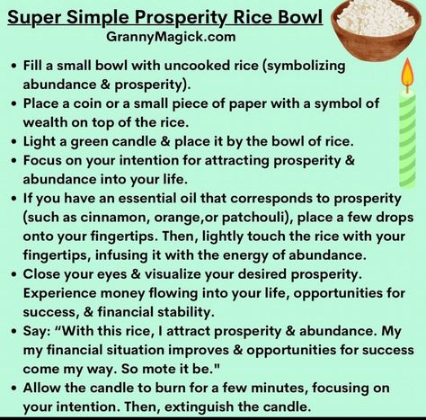 How To Make A Money Bowl Spell, Rice Witchcraft, Rice Meaning Witchcraft, Money Bowl Spell Ingredients, Money Rice Bowl Spell, Alchemy Symbols, Magick Book, Money Spells, Witch Spell