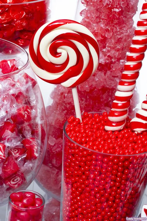 An exquisite collection of red confections makes this candy buffet unique and delicious! Red Candy Buffet, White Candies, Bulk Candy Store, I See Red, Simply Red, Bulk Candy, Red Candy, Colorful Candy, Candy Store