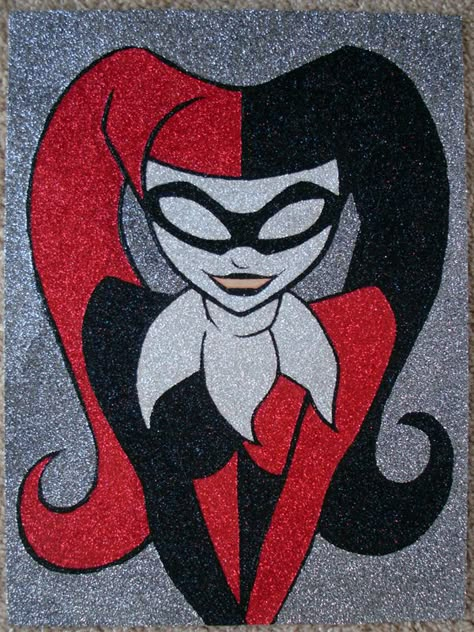 Harley Quinn Harley Quinn Painting, Harleen Quinzel, Harley Quinn Drawing, Harley Quinn Comic, Pop Art Canvas, Simple Canvas Paintings, Harley Quinn Art, Glitter Art, Canvas Painting Designs