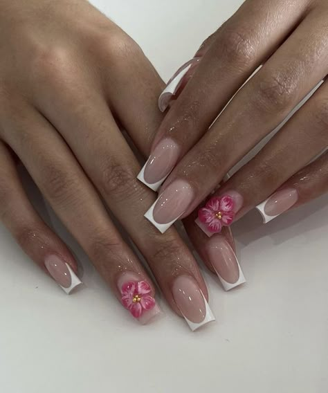 Tennessee Nails, Girly Acrylic, Summery Nails, Girly Acrylic Nails, Classy Acrylic Nails, Short Square Acrylic Nails, Short Acrylic Nails Designs, Short Acrylic, Pink Acrylic Nails