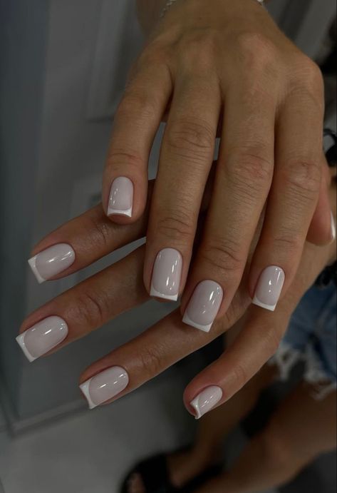 not my photo! Nail For School Student, Straight French Tip, Straight French Tip Nails, White Gel Nails, Milky Nails, French Tip Nail Designs, French Manicure Nails, French Tip Acrylic Nails, Work Nails