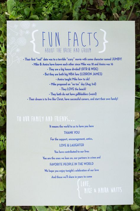 Fun facts about the bride and groom on the ceremony program! Love this idea. {Photo by Erin Lindsey Images} Wedding Reception Program, Order Of Wedding Ceremony, Booth Wedding, Wedding Ceremony Programs, Ceremony Programs, Program Ideas, Georgia Wedding, Wedding Decor Elegant, Unique Wedding Invitations