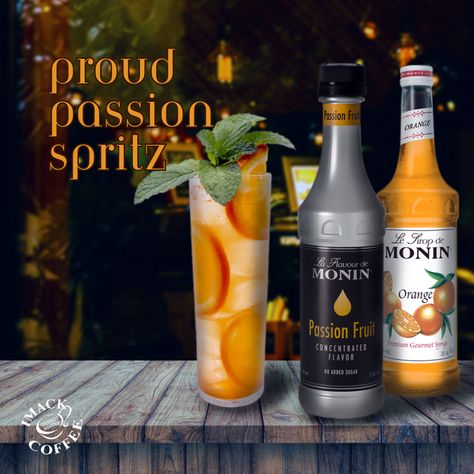 INGREDIENTS: 3/4 oz. Monin Orange Spritz Syrup / 2 pumps Monin Passion Fruit Concentrated Flavor / 1/2 oz. fresh lemon juice / 5 oz. club soda / Orange slice to garnish // INSTRUCTIONS: 1) Fill serving glass full of ice. 2) Pour ingredients into serving glass in order listed. 3) Add garnish and serve! Fruit Orange, Orange Slice, Club Soda, Orange Slices, Passion Fruit, Fresh Lemon Juice, Lemon Juice, Syrup, Juice