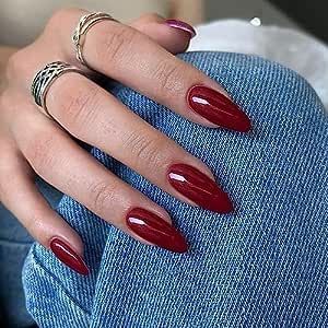 25 beautiful red nails - Just another WordPress site Almond Nails Red, Red Press On Nails, Red Stiletto Nails, Dark Red Nails, Wine Nails, Pointy Nails, Red Acrylic Nails, Short Almond, Almond Shape Nails