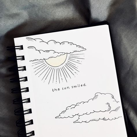 Bullet journal quote page, sun and clouds drawing. | @divjournal Kunstjournal Inspiration, Bullet Journal Quotes, Sun And Clouds, Drawing Journal, Cloud Drawing, Drawing Quotes, Bullet Journaling, Journal Quotes, Bullet Journal Doodles