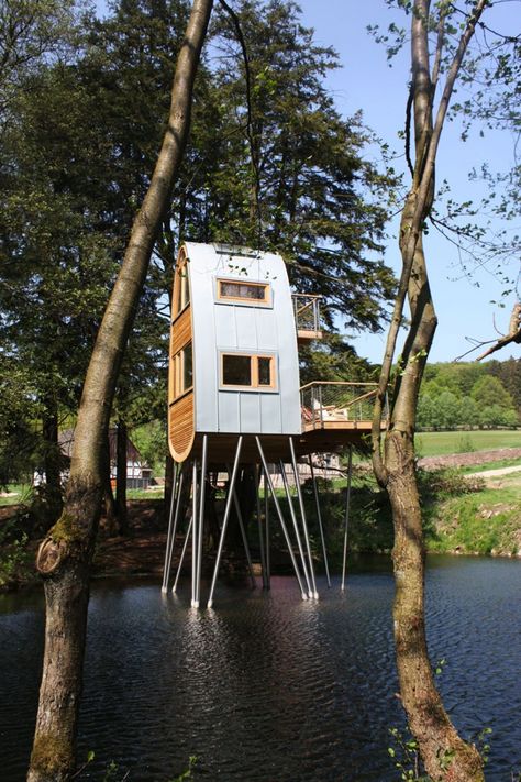 Cabin On Stilts, Treehouse Living, Building A Treehouse, Cool Tree Houses, Forest Cabin, Tree House Designs, Eclectic Living, Tree Houses, Tiny House Movement