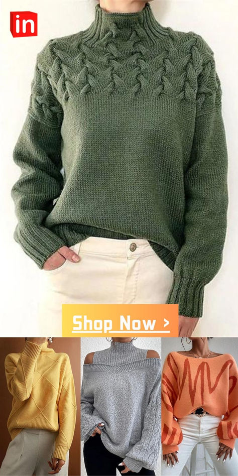 Women's Pullover Sweater Jumper Jumper Cable Knit Braided Pure Color Turtleneck Stylish Casual Outdoor Daily Fall Winter Black Pink S M L Classy Sweaters For Women, Hand Knitted Sweaters For Women, How To Fold Sweaters, Rok Midi, Classy Sweater, Sandal Tali, Aesthetic Sweaters, Cable Knit Sweater Womens, Pullover Mode