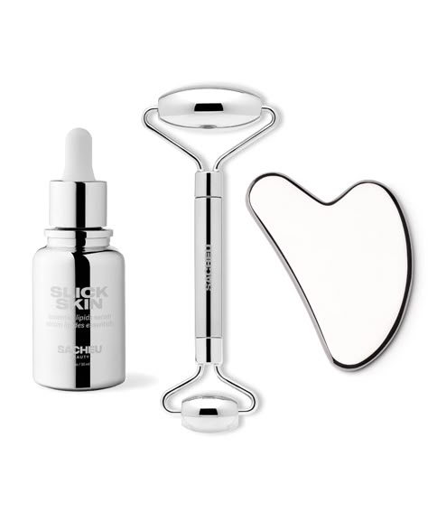 THE OG KIT - SLICK SKIN + GUA SHA + ROLLER – SACHEU Beauty Gua Sha Roller, Instant Face Lift, Gua Sha Facial, Gua Sha Tools, Thick Skin, Saggy Skin, Vogue Beauty, Beauty Kit, Facial Roller