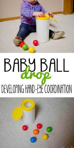 BABY BALL DROP:  a simple DIY activity for baby  to play Diy Developmental Toys, Lesson Plans For Infants, Diy Ball Drop, Activity For Baby, Perlengkapan Bayi Diy, Infant Room, Infant Classroom, Baby Sensory Play, Play Activity