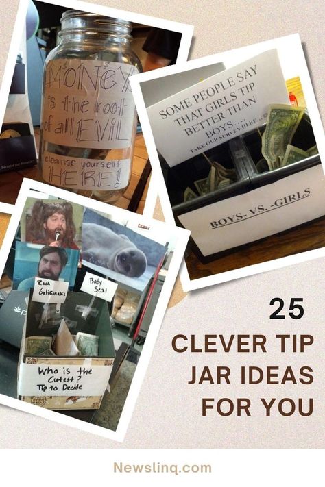 Tip Jar Ideas Clever Tip Jar Sayings, Fun Tip Jar Ideas, Cute Tip Jar Ideas For Work, Tip Jar Sayings, Diy Tip Jar, Tips Jar Ideas Funny, Tip Jar Ideas, Funny Tip Jars, Tip Jar