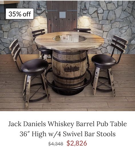 Jack Daniels Whiskey Barrel, Furniture Gallery, Jack Daniels Whiskey, Whiskey Barrel, Pub Table, Jack Daniels, Swivel Bar Stools, Cocktail Tables, Bar Furniture