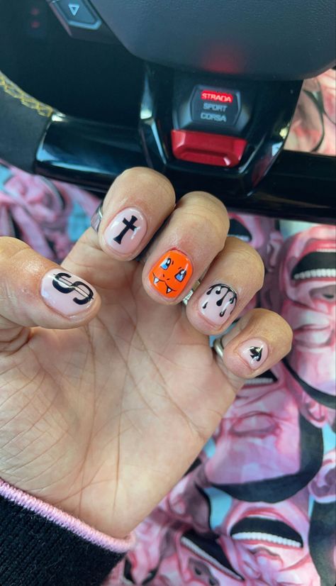 Cute Nails For Men, Real Nail Designs Manicures, Manicure Design Ideas Men, Nail Designs Male, Nails For Studs, Asap Rocky Nail Art, Stud Nail Ideas, Stud Nails Designs, Men Nail Ideas