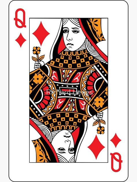 Queen Card Aesthetic, Queen Playing Card, Playing Card Crafts, Queen Of Diamonds, Gotham Series, Queen Card, Playing Card Design, Diamond Tattoos, Playing Cards Art