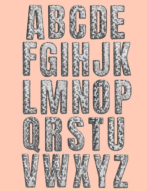 Disco Alphabet: A fun and informative guide to the history and evolution of disco music, from the early days of soul and R&B to the peak of discomania in the. #aestheticfonts #FontInspiration #PinterestFonts #CalligraphyFonts Sparkle Stars, Fonts Handwriting Alphabet, Scrapbook Letters, Cute Table, Abc Printables, Dance Songs, Alphabet A, Typography Love, Collage Board