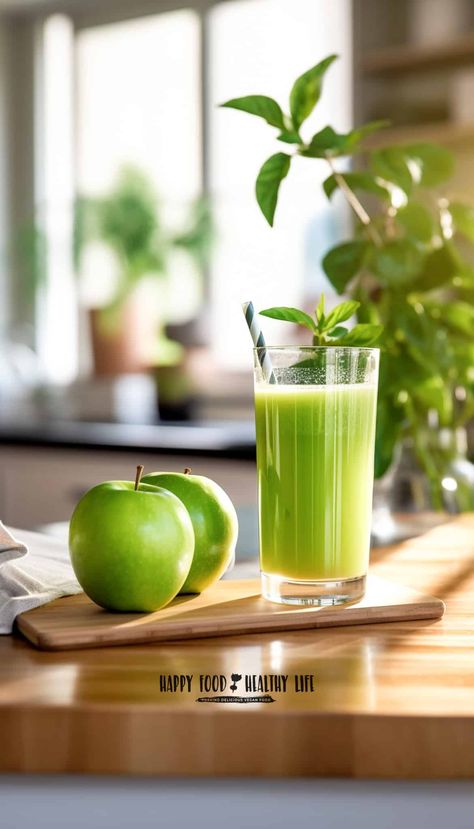 Green Apple Recipes, Green Apple Juice, Homemade Juice, Citrus Twist, Happy Foods, Apple Juice, Vegan Recipe, Natural Sweeteners, Apple Crisp