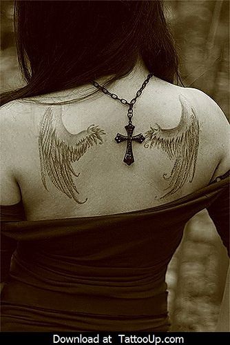 small angel tattoo,  WINGS Tattoo Ideas Tumblr, Small Angel Tattoo, Angel Back Tattoo, Wing Tattoos On Back, Gotik Tattoo, Ali D'angelo, Tattoo Son, Angel Tattoos, Girl Back Tattoos