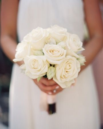 Simple Rose Bridesmaid Bouquet, Small Rose Bridal Bouquet, Bridesmaid Bouquet All White, Petite White Rose Bouquet, Bridesmaid Bouquet With Black Dress, Bridal And Bridesmaid Bouquets, White Roses Bridesmaid Bouquet, Round Bridesmaid Bouquet, Cream Roses Bouquet