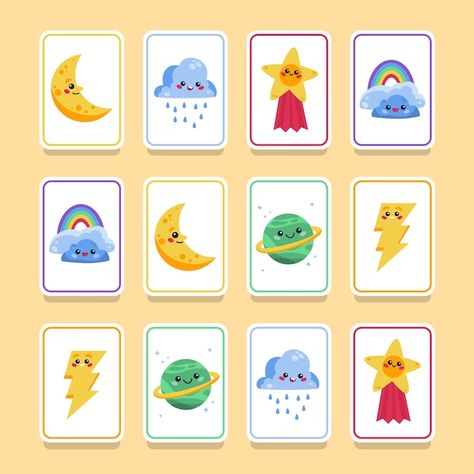 Free vector hand drawn memory game cards | Free Vector #Freepik #freevector #design-pack #kids-template #hand-drawn-stars #collection Memory Card Game, Drawn Stars, Game Card Design, Memory Match Game, Kids Game, Memory Game, Game Cards, Memory Games, Vector Hand