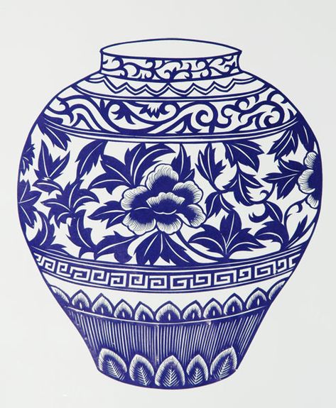 . China Vase Painting, Chinese Vase Painting, Chinese Ceramics Pattern, Chinese Vase Art, Vase Design Painted, Vase Painting Ideas, Vase Inspiration, Blue Pottery Designs, معرض فني