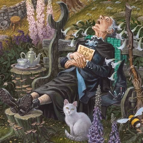 Nanny Ogg, Discworld Characters, Wyrd Sisters, Discworld Books, Terry Pratchett Discworld, Cottage Prints, Terry Pratchett, Magical Art, Witch Aesthetic