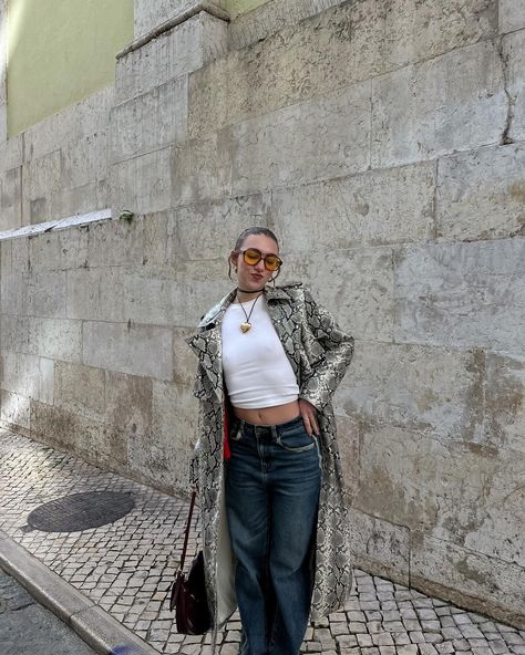 We’re wearing all kinds of animal print this spring 🐍🤍 Trench coat: @bruunsbazaar #snakeprint #ootd #outfitoftheday #fashioninspo #styleinspo #portuguesegirl #outfitcheck #fitcheck #bruunsbazaar #springootd #springlook #springoutfit Snake Print Outfit, Spring Trench Coat, Spring Trench, Party Outfits Night, Ootd Spring, Print Denim, Party Outfits, Spring Looks, Denim Outfit