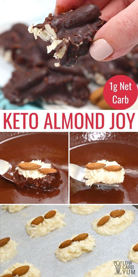 Low Carb Almond Joy Bars, Keto Candy Bars, Low Carb Candy Recipes, Keto Almond Joy, Thm Candy, Almond Joy Candy, Almond Joy Bars, Low Carb Candy, Recipe Low Carb