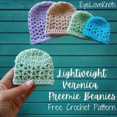 Free Crochet Pattern For Preemie Hats, Free Crochet Premie Hat Patterns, Crochet Premie Beanies, Crochet Micro Preemie Hats Free Pattern, Preemie Beanies Crochet, Crochet Premie Hat Pattern, Premie Beanie Crochet Pattern Free, Crochet Premie Hats Free Pattern, Premie Hats Crochet