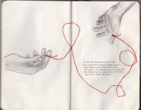 Red Thread Of Fate Aesthetic, Invisible Red Thread, Red String Of Fate, Chinese Proverbs, Red Thread, Red String, Hand Sketch, Ancient Chinese, Journal Inspiration