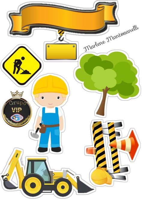 Construction Cake Topper Printable, Topper Excavator, Construction Theme Cake, Construction Cake, Construction Theme Party, Baby Montessori, Toddler Parties, Tractor Birthday, Birthday Cake Topper Printable