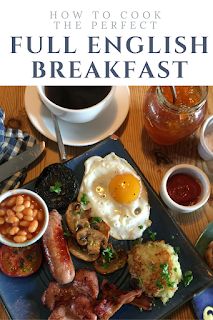 Breakfasts From A Shropshire B&B: Full Shropshire Breakfast English Breakfast Mushrooms, English Breakfast Sausage, Breakfast Mushrooms, English Ideas, Breakfast Oatmeal Recipes, Healthy Breakfast Muffins, Full English Breakfast, Black Pudding, Crockpot Breakfast