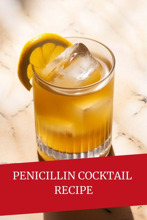 The Penicillin cocktail is a terrific classic drink. This unique recipe features two kinds of Scotch, fresh lemon juice, and a honey-ginger syrup you make. Lemon Drink Recipes, Penicillin Cocktail, Whiskey Recipes, Unique Recipe, Honey Ginger, Ginger Syrup, Lemon Drink, Happy Hour Drinks, Blood Sugar Diet