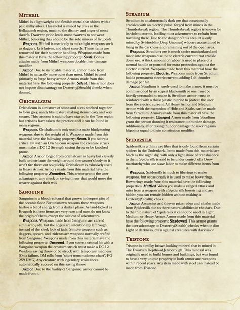 DnD 5e Homebrew — Weapons, Properties, Materials by CreepOshiri Dungeons And Dragons Rules, Home Brewing Equipment, Dnd Classes, Dungeons And Dragons 5e, D D Items, Dnd 5e Homebrew, Pathfinder Rpg, Dungeons And Dragons Game, Dnd Monsters