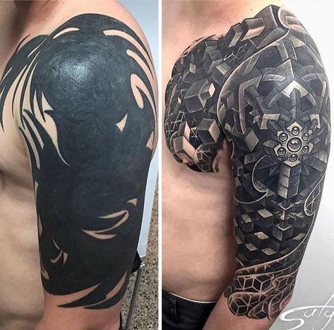 Cover Up Tattoos For Men, Tatuaje Cover Up, Tato Maori, Best Cover Up Tattoos, Black Tattoo Cover Up, Tattoo Cover Up, Tattoos Geometric, Bad Tattoos, Tattoo Cover