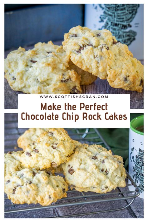 Chocolate Chip Rock Cakes Recipe - Scottish Scran Scottish Baking, Rock Cakes Recipe, Chocolate Tiffin Recipe, Scottish Scran, Scratch Cake Recipes, Scottish Oat Cakes, Traditional Scottish Food, Date Scones, Chocolate Flapjacks