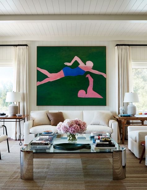 Painting Ideas Home Interior, Painting In Room, Painting Living Room Ideas, Painting In Living Room, Art In Living Room, Joan Brown, Artistic Living Room, Robert Stilin, Interior Living Room Design