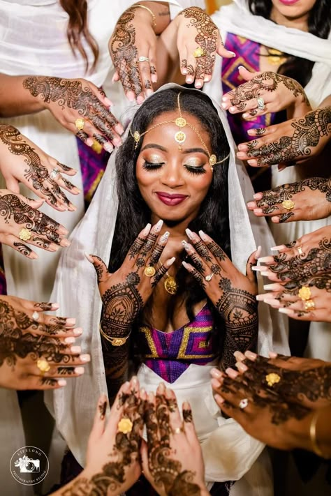 Henna Ceremony for our Eritrean Wedding Somali Wedding Henna, Eritrean Wedding Decoration, Eritrean Wedding Dress, Tigray Wedding, Ethiopian Wedding Decoration, Blindian Wedding, Eritrean Henna, Ethiopian Henna, Sudanese Wedding