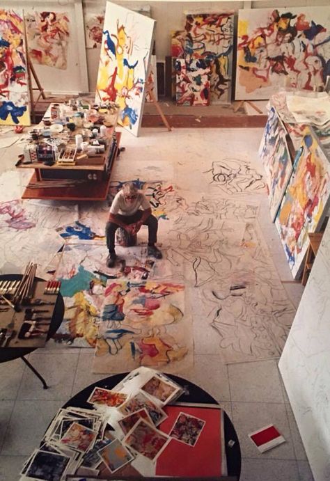 Willem de Kooning Art Spatial, Art Studio Space, Art Studio Room, Picasso Paintings, Willem De Kooning, Artistic Space, Easels, Jackson Pollock, Abstract Expressionist