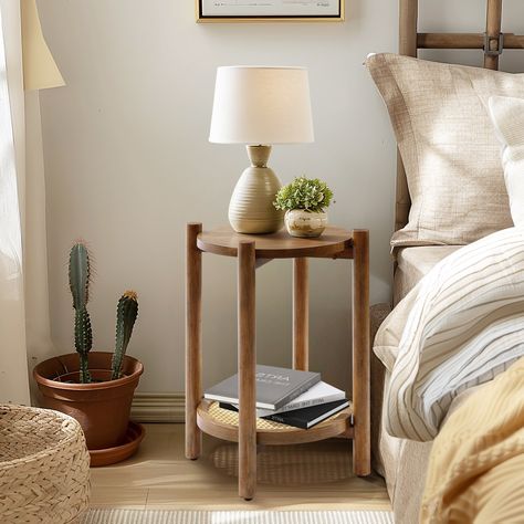 Rattan side table