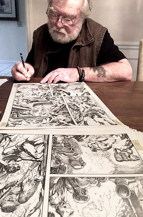 Mike Ploog at Work Comic Book Artist Aesthetic, Mike Ploog, Comic Book Layout, Graphic Novel Art, Comic Style Art, Amazing Paintings, Art Masters, Comic Book Artists, Ink Illustrations