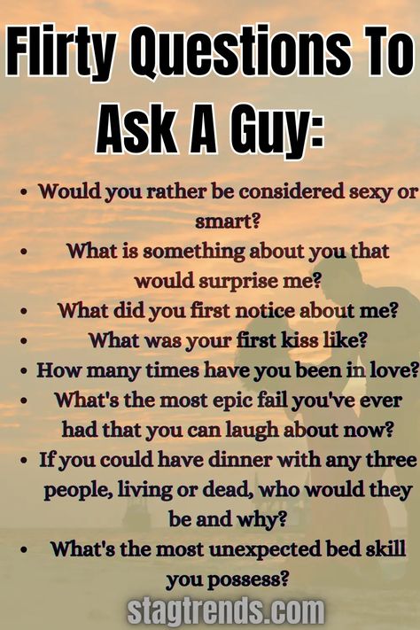 18 Flirty Questions To Ask A Guy: Low Key Flirty Questions Personality Questions To Ask A Guy, Flirty Questions To Ask A Guy, Fun Couple Questions, Flirty Questions To Ask, Questions To Ask A Guy, Flirty Questions, Intimate Questions, Genuine Connection, Romantic Texts