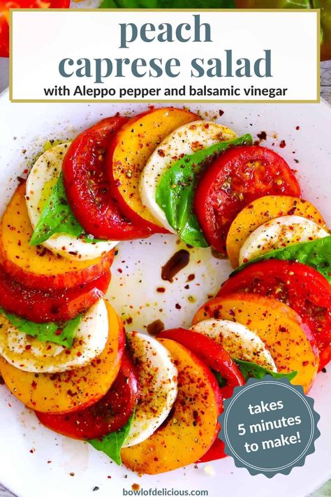 Peach Caprese Salad, Awesome Salads, Peach Caprese, Southern Potato Salad, Light Summer Meals, Fall Eats, Aphrodisiac Foods, Vegetarian Salad, Summer Eats