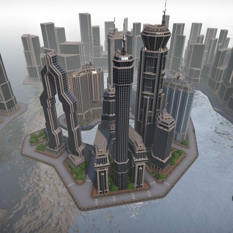 Sci Fi Skyscraper Concept Art, Sci Fi Apartment Building, Sci Fi Water City, Futuristic Capital City, Procedural Generation, Sci Fi Military Base, Sci Fi Building, Minecraft City Buildings, Dubai Architecture