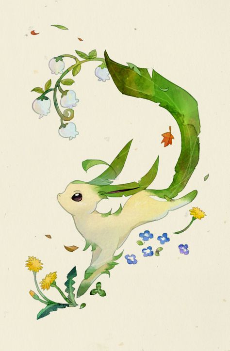 Leafeon Tattoo Design, Glaceon Tattoo, Leafeon Wallpaper, Leafeon Tattoo, Leafeon Art, Eevee Art, Leafeon Pokemon, Evoluzioni Eevee, Pokémon Pictures