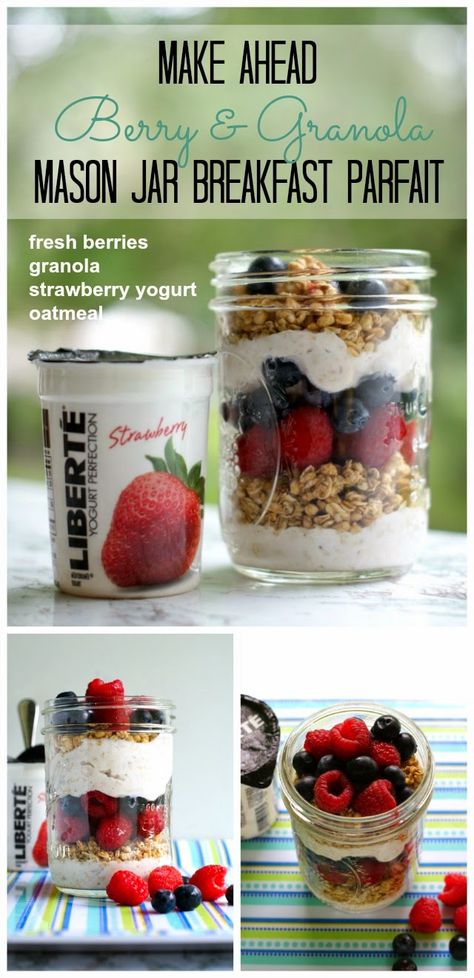 Jar Breakfast, Breakfast Parfait Recipes, Mason Jar Breakfast, Mason Jar Lunch, Breakfast Parfait, Oatmeal Yogurt, Breakfast In A Jar, Parfait Breakfast, Parfait Recipes