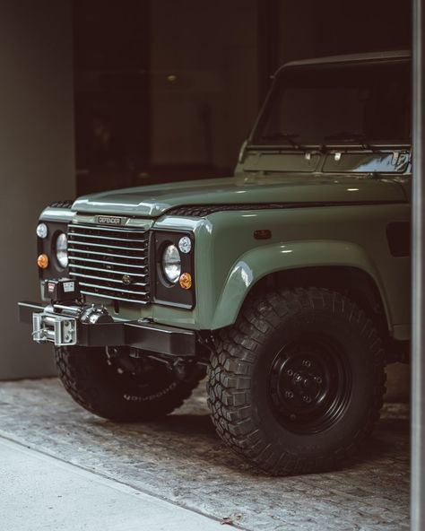 Land Rover Astetic, Restored Land Rover Defender, Land Rover Defender Truck, Land Rover Classic Defender 90, Green Defender 90, 1990 Land Rover Defender, Land Rover Defender Classic, Old Defender Land Rover, Land Rover Defender Vintage