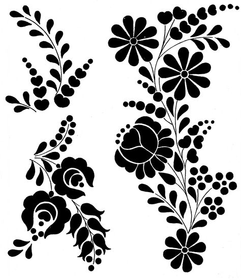 ROSAS Y MARGARITAS Hungarian Embroidery, Crewel Embroidery Kits, Silhouette Stencil, Learn Embroidery, Folk Embroidery, 자수 디자인, Crewel Embroidery, Stencil Art, Stencil Designs