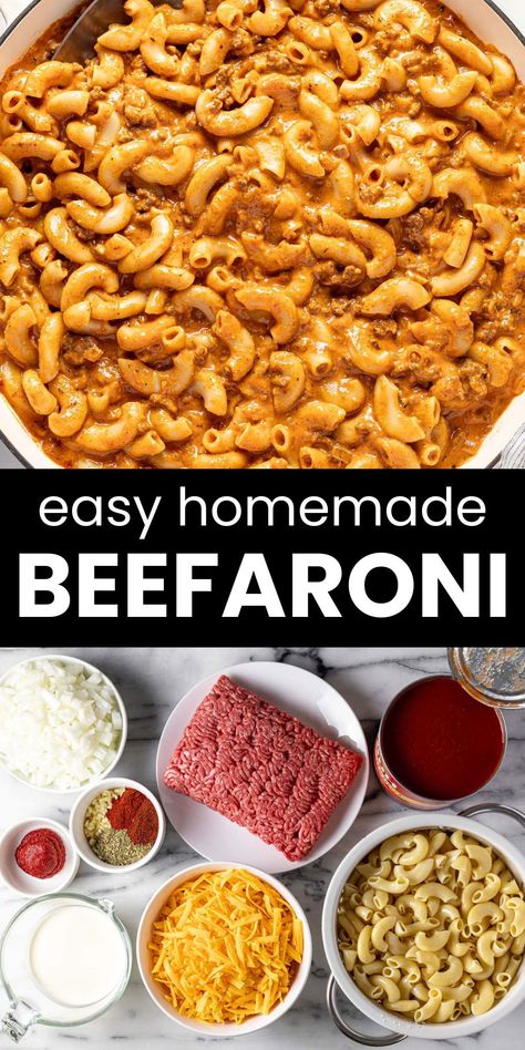 My easy beefaroni recipe comes together in about 40 minutes with a handful of simple ingredients. Made with tender ground beef, perfectly cooked pasta, and a rich, savory tomato sauce, this classic dish combines all the nostalgic flavors of your childhood with a fresh, homemade touch. Noodle Roni Recipes, Homemade Beef A Roni, Crockpot Beefaroni, Beefaroni Recipe Easy, Beef A Roni Recipes Homemade, Beefaroni Recipe Homemade, Beef A Roni Recipes, One Pound Ground Beef Recipes, Easy Beefaroni Recipe