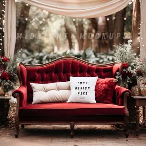 Styled Decorative Accent Throw Pillow Overlay Mockup - Blank Mock Up Holiday Christmas Theme Pillow Mockup, Family Photo Cards, Deer Pillow, Cabin Christmas, Accent Throw Pillows, White Cushions, Christmas Tree Farm, Digital Backdrops, Christmas Theme