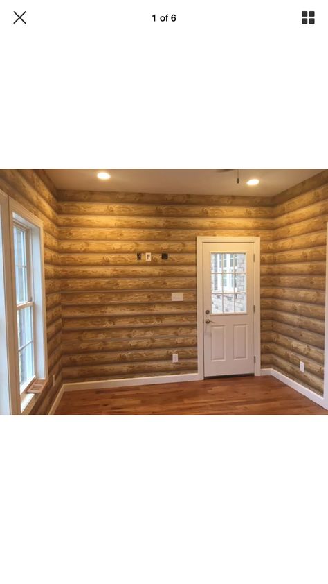 Log cabin wallpaper Log Accent Wall, Log Walls Interior, Log Cabin Wallpaper, Cabin Walls, Log Walls, Culture Building, Cabin Wallpaper, Interior Cabin, Log Wall